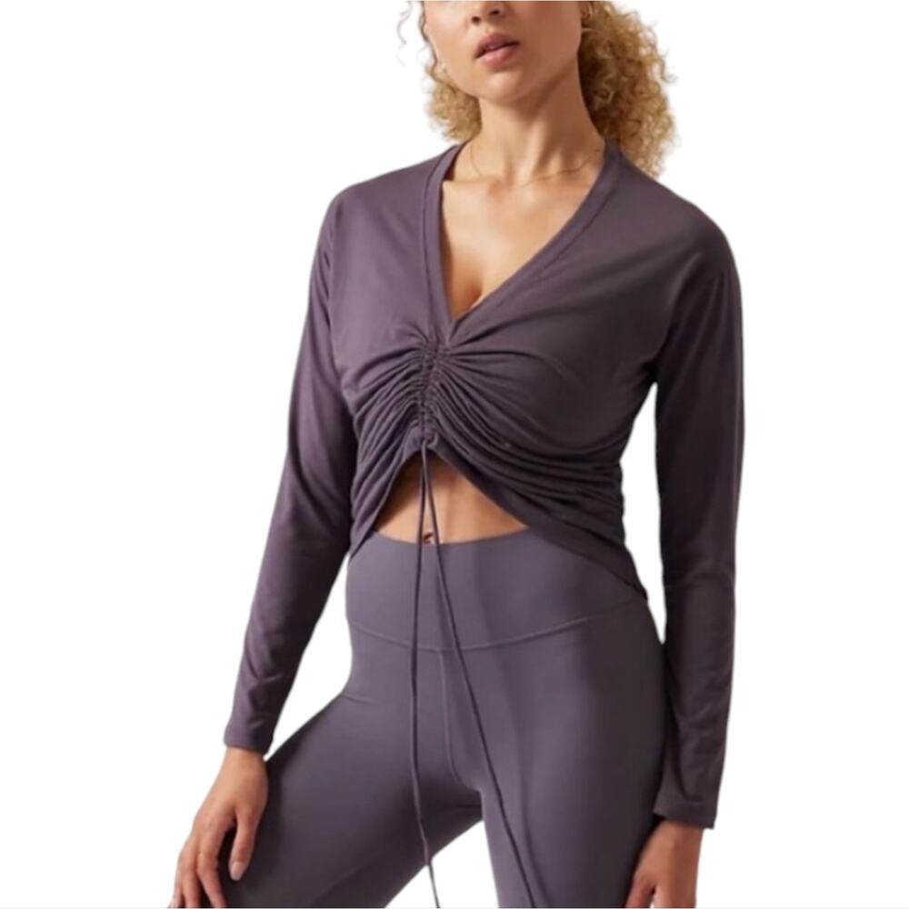 Athleta Crossover Ruched Top Purple Women's Size 3X New!